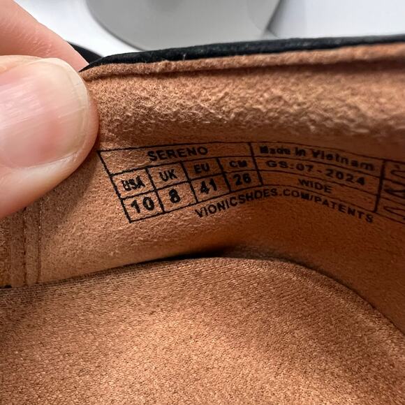 Vionic Sereno Wedge Slip On Black Nubuck Pumps I8693L1001 Women's 10 Wide - Picture 10 of 11